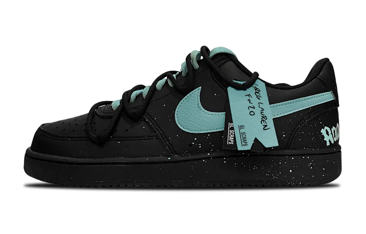 Nike Court Vision Low Cushioning Low top Skateboard Shoes Unisex Black Cyan