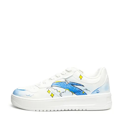 Anta Easy Abrasion Resistant Lightweight Slip Resistant Low top Skateboard Shoes Unisex White Blue