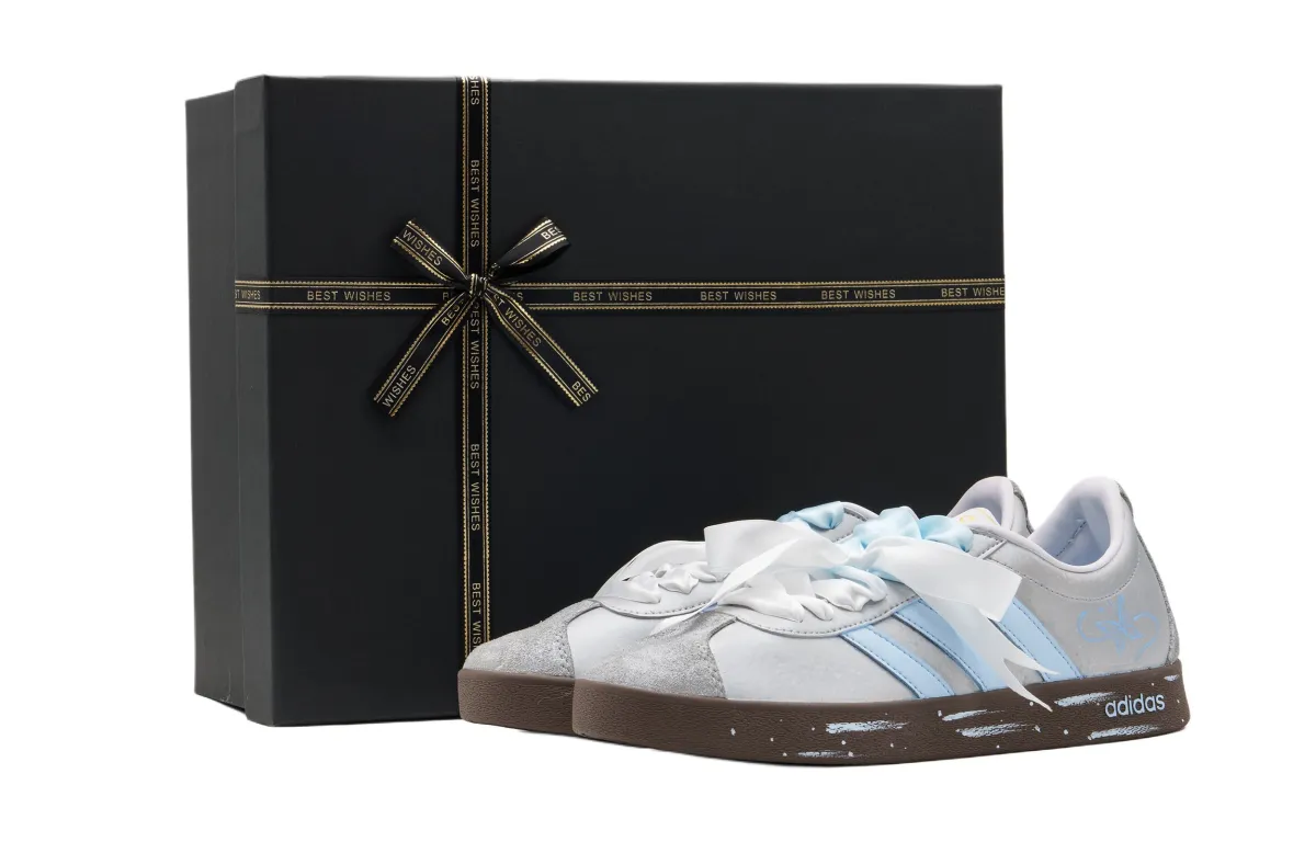 Adidas Vl Court Classic Abrasion Resistant Low top Skateboard Shoes Women's Silver Blue