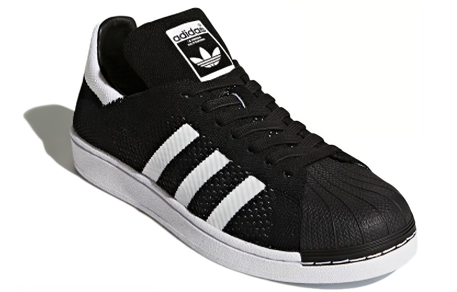Мужские кеды adidas originals Superstar Primeknit (черно-белые) — фото 3