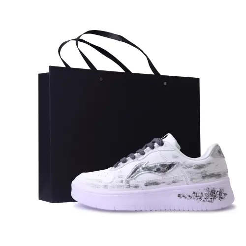 Li Ning Floating Boat Abrasion Resistant, Lightweight, And Breathable Low top Skateboard Shoes Unisex Black White Gray
