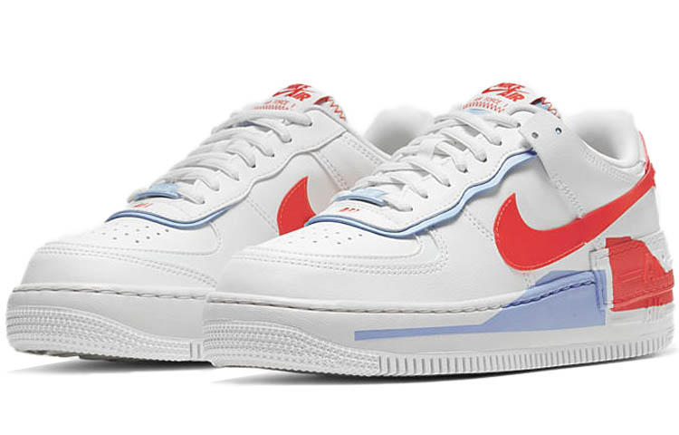 Женские кроссовки Nike Air Force 1 Shadow SE (бело-сине-красные) — Белыйсинийкрасный — фото 3