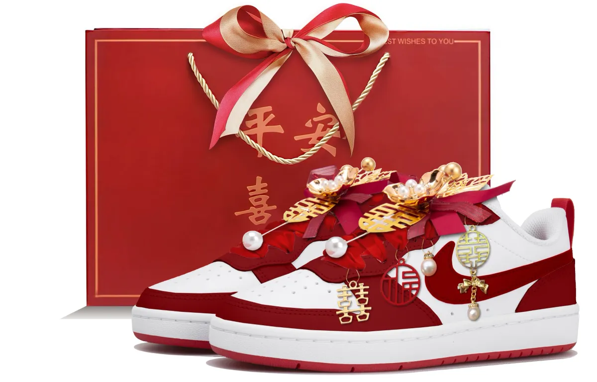Nike Court Borough 2 Abrasion Resistant Low top Skateboard Shoes Women's White Red