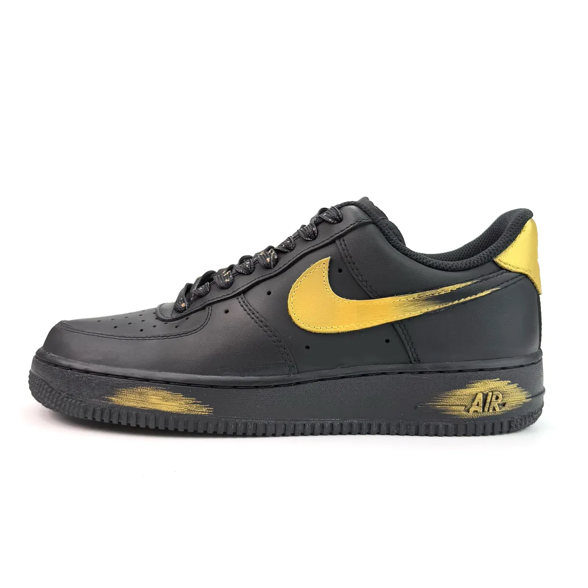 Nike Air Force 1 Black Shining Star Cushioning Abrasion Resistant Slip Resistant