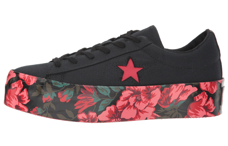 Женские кеды Converse one star Ox (черно-красный) — фото 1