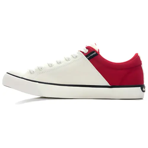 Li Ning Lightweight Anti Slip Low top Skateboard Shoes Men's White Dark Red