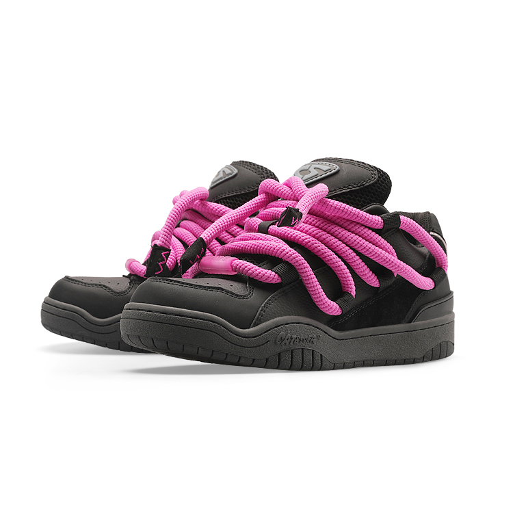 Cat&Sofa Dreadlocks Series Low top Skateboard Shoes Unisex Black Pink