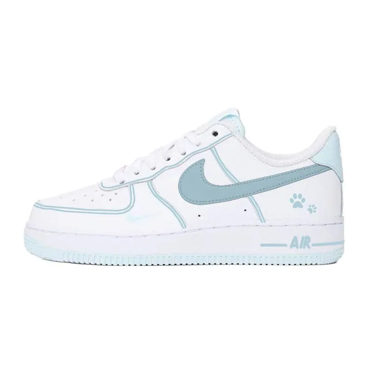 Nike Air Force 1 Slip Resistant Abrasion Resistant Low top Skateboard Shoes Women's White Blue