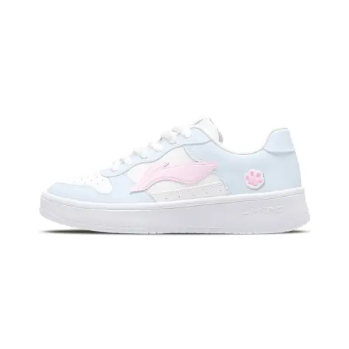 Li Ning Floating Boat Slip Resistant Cushioning Abrasion Resistant Low top Skateboard Shoes Women's White Blue