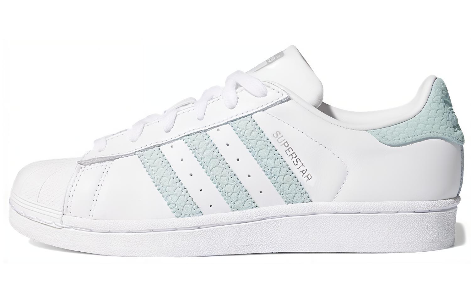 Женские кеды adidas originals SUPERSTAR (белый / серый / зеленый) — 亮白/烟灰绿 — фото 1