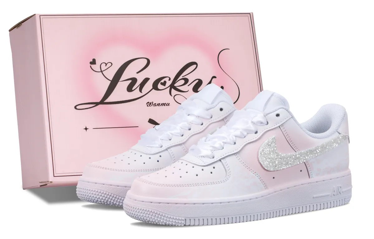 Nike Air Force 1 Heart Fluttering Slip Resistant Abrasion Resistant Low top Skateboard Shoes Women's White