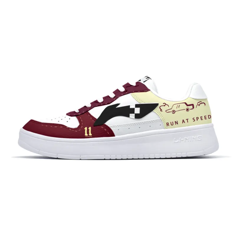 Li Ning Floating Boat Lightweight, Breathable, And Slip Resistant Low top Skateboard Shoes Men's White Red