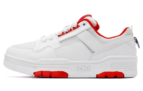 Pony Reverse Slip Resistant Abrasion Resistant Low top Skateboard Shoes Unisex White Red