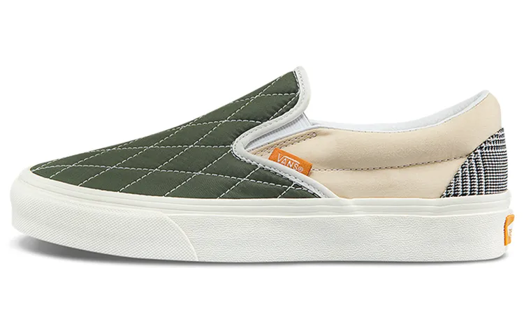 Vans CLASSIC SLIP on Canvas Abrasion Resistant Lightweight Low top Skateboard Shoes Unisex Avocado Color Blocking