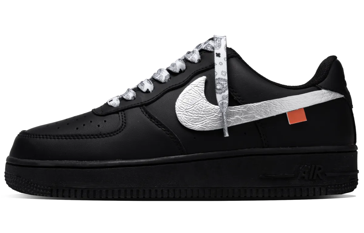 Nike Air Force 1 Paisley Abrasion Resistant Low top Skateboard Shoes Unisex Black White