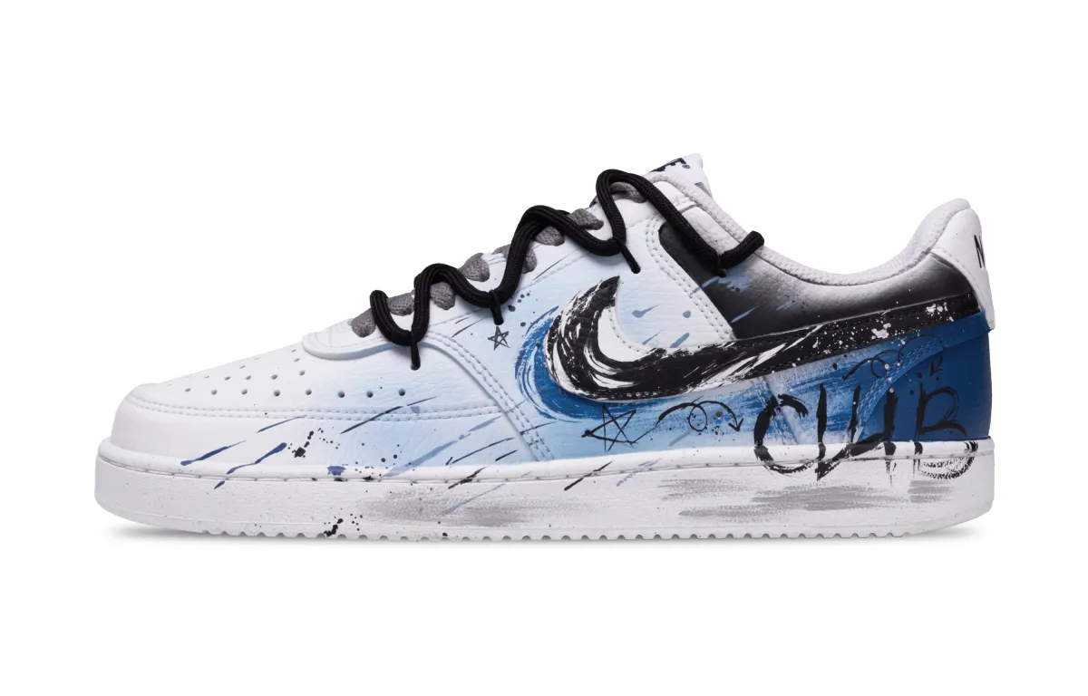 Nike Court Vision 1 Planet Club Slip Resistant Abrasion Resistant Low top Skateboard Shoes Unisex Blue White
