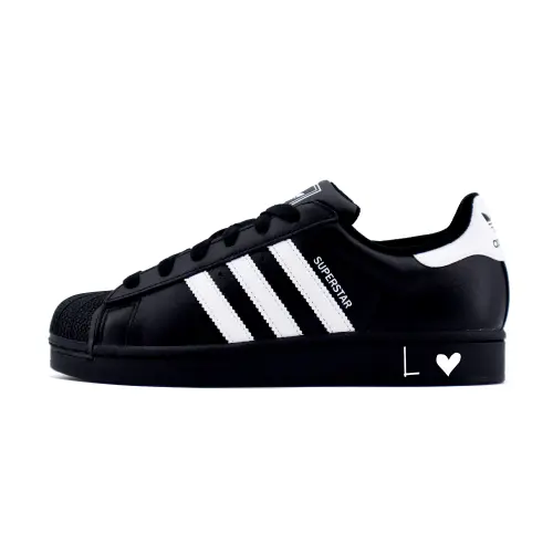 Adidas Originals Superstar 2 Macaron Love Slip Resistant Abrasion Resistant Low top Skateboard Shoes Unisex Black White
