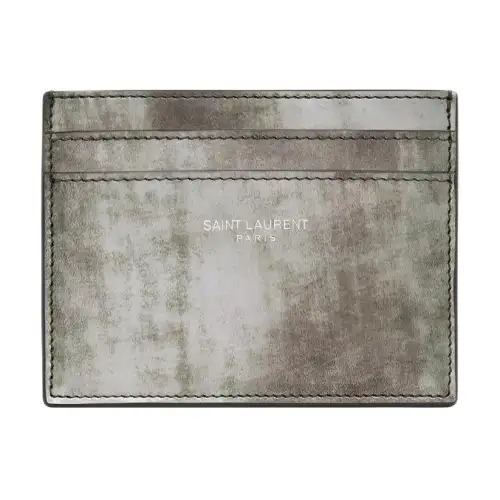SAINT LAURENT PARIS Calfskin Card Holder Men's Silver