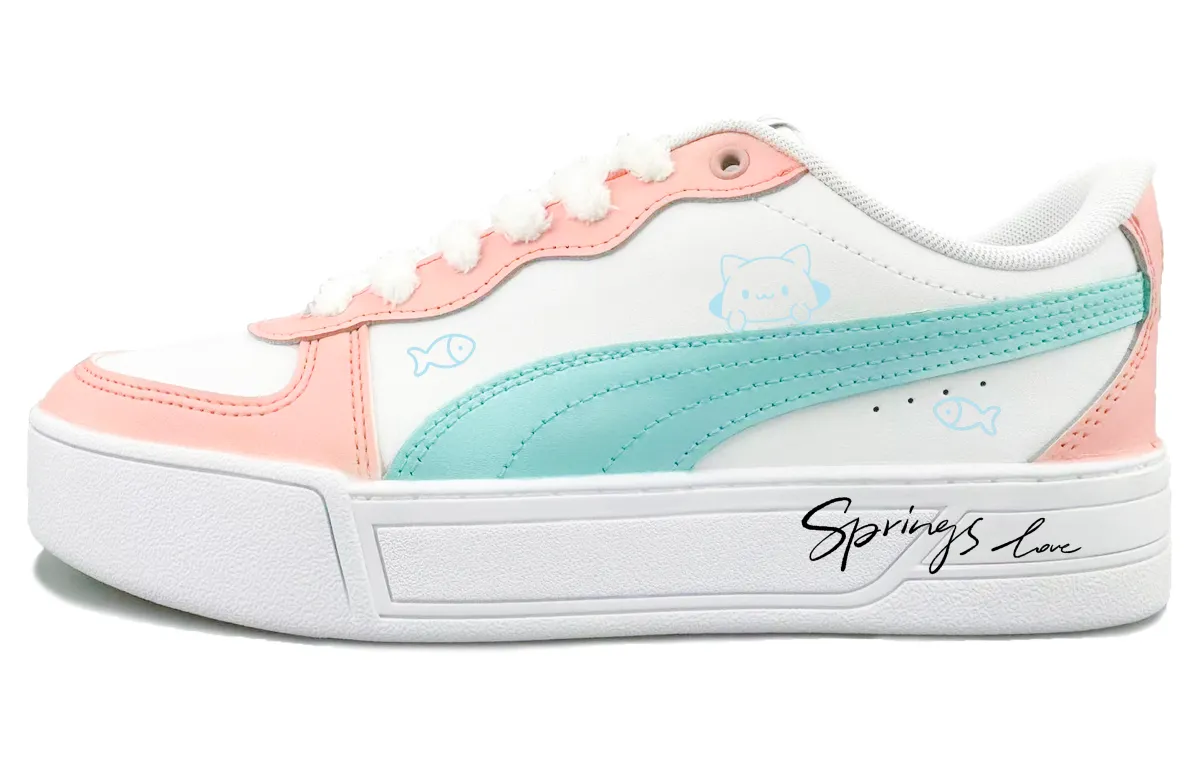 PUMA Skye Lightweight And Breathable Low top Skateboard Shoes Women's Pink Blue