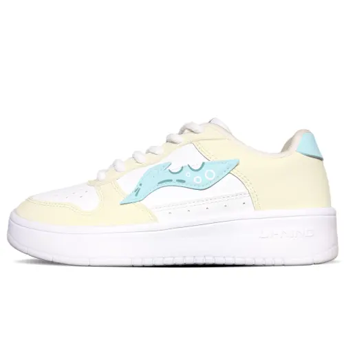 Li Ning Floating Boat Cushioning Lightweight Breathable Low top Skateboard Shoes Women's Light Yellow