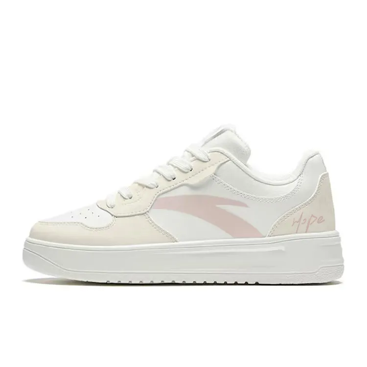 Anta Slip Resistant Abrasion Resistant Low top Skateboard Shoes Women's White Pink
