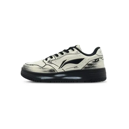 Li Ning Tianji Soft Cushioning, Wear Resistant Low top Skateboard Shoes Unisex Beige Black