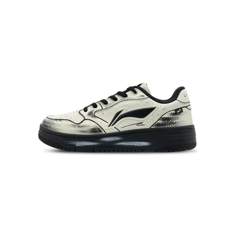 Li Ning Tianji Soft Cushioning, Wear Resistant Low top Skateboard Shoes Unisex Beige Black