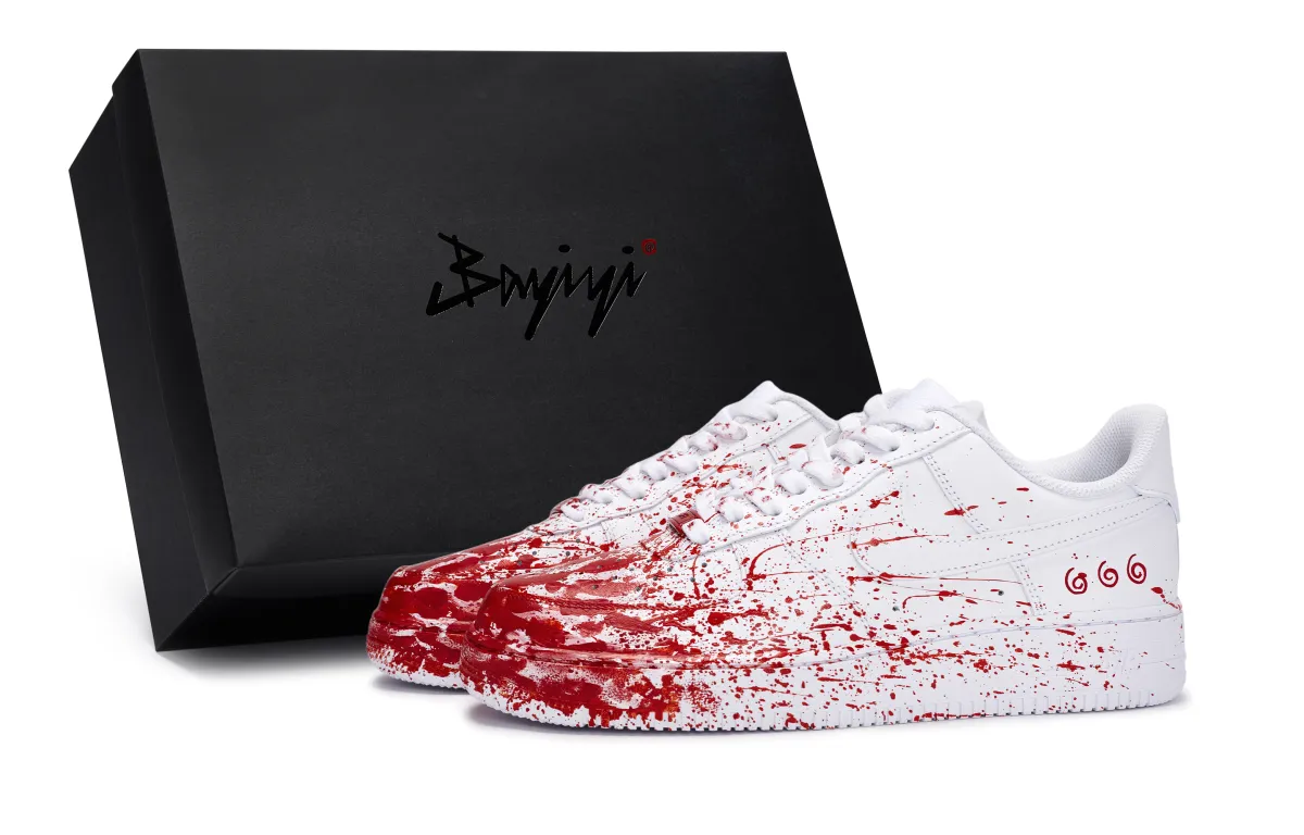 Nike Air Force 1 Distressed Scene, Special Shoe Box Low top Skateboard Shoes Unisex White Red