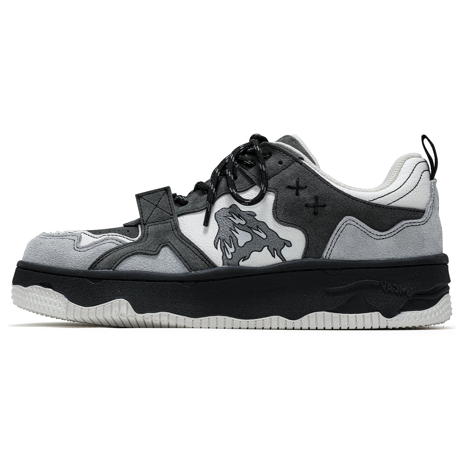 SENGUOGUO Low top Skateboard Shoes Unisex Black Gray