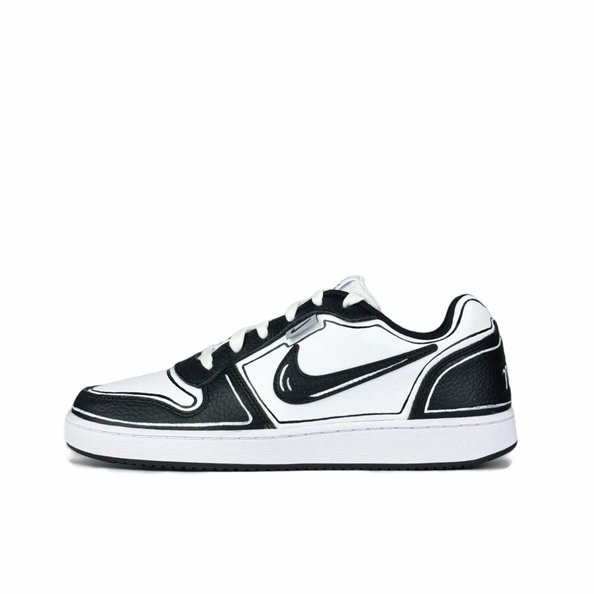 Nike EBERNON Anime Synthetic Leather Abrasion Resistant Low top Skateboard Shoes Men's Black White