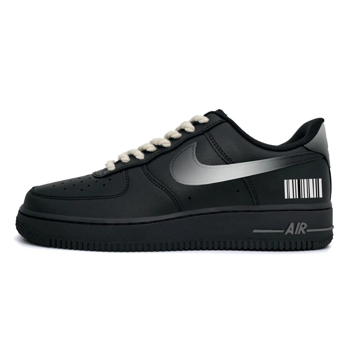 Nike Air Force 1 Mysterious Code 07 Triple Black Slip Resistant Abrasion Resistant Low top Skateboard Shoes Unisex