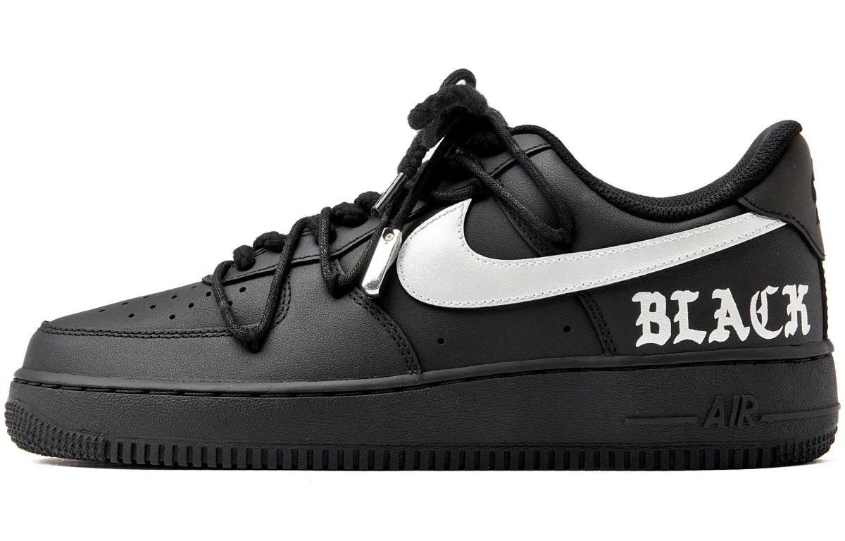 Nike Air Force 1 07 Coverage Slip Resistant Low top Skateboard Shoes Women's Black Silver