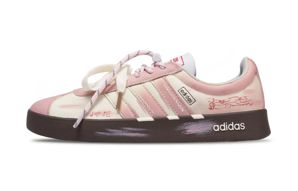 Adidas VL COURT 2.0 Cushioning Abrasion Resistant Slip Resistant Low top Skateboard Shoes Women's Beige Pink Brown