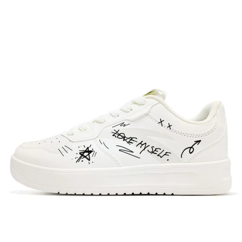Anta Life Collection Lovemy Synthetic Leather Slip Resistant Cushioning Abrasion Resistant Low top Skateboard Shoes
