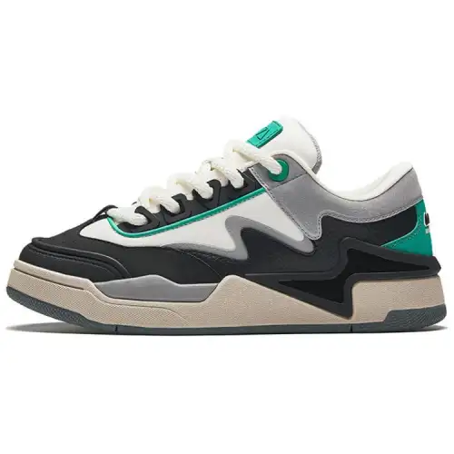 Anta Jie S Synthetic Leather Slip Resistant Abrasion Resistant Low top Skateboard Shoes Men's Black White Gray