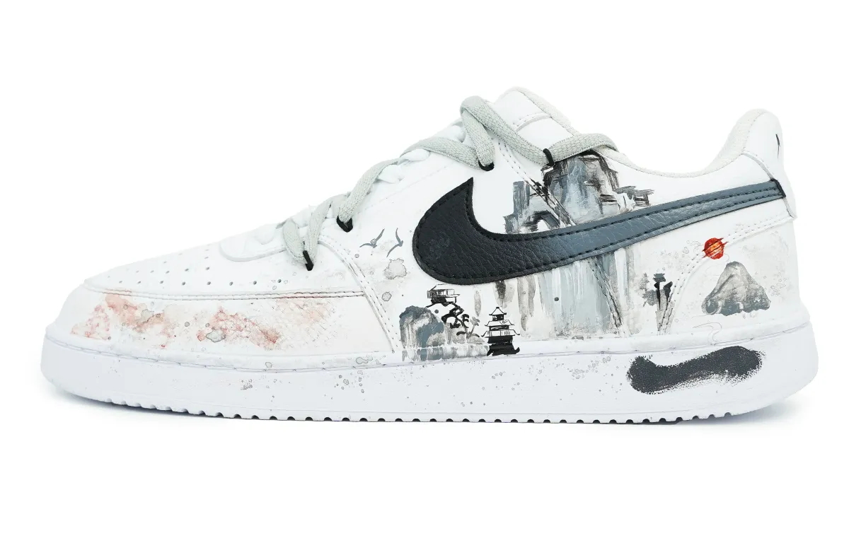 Nike Court Vision 1 Low top Skateboard Shoes Men's White Black
