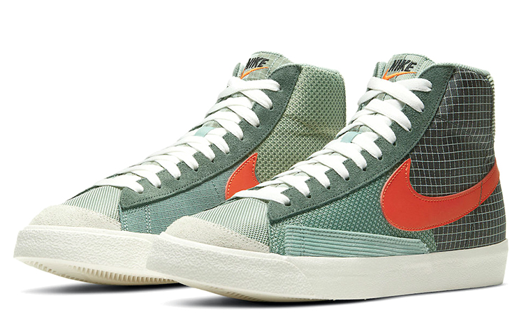 Мужские кеды Nike Blazer 77 Patch "Dutch Green" (зелено-оранжевые) — фото 3