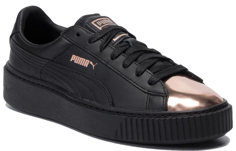 Женские кеды PUMA Platform (черно-золотые) — Чёрный / золотой — фото 3
