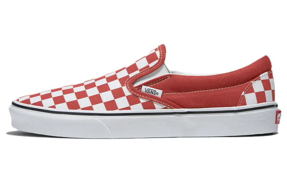 Vans CLASSIC SLIP on Slip on Abrasion Resistant Abrasion Resistant Low top Skateboard Shoes Unisex Red White