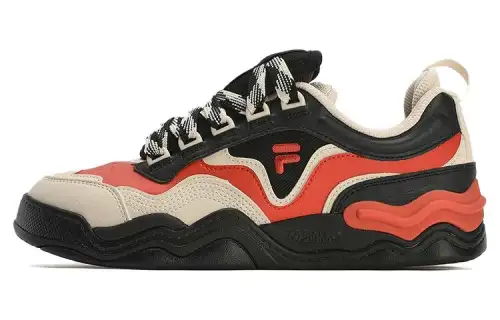 FILA FUSION Cushioning, Wear Resistant Low top Skateboard Shoes Women's Red Beige