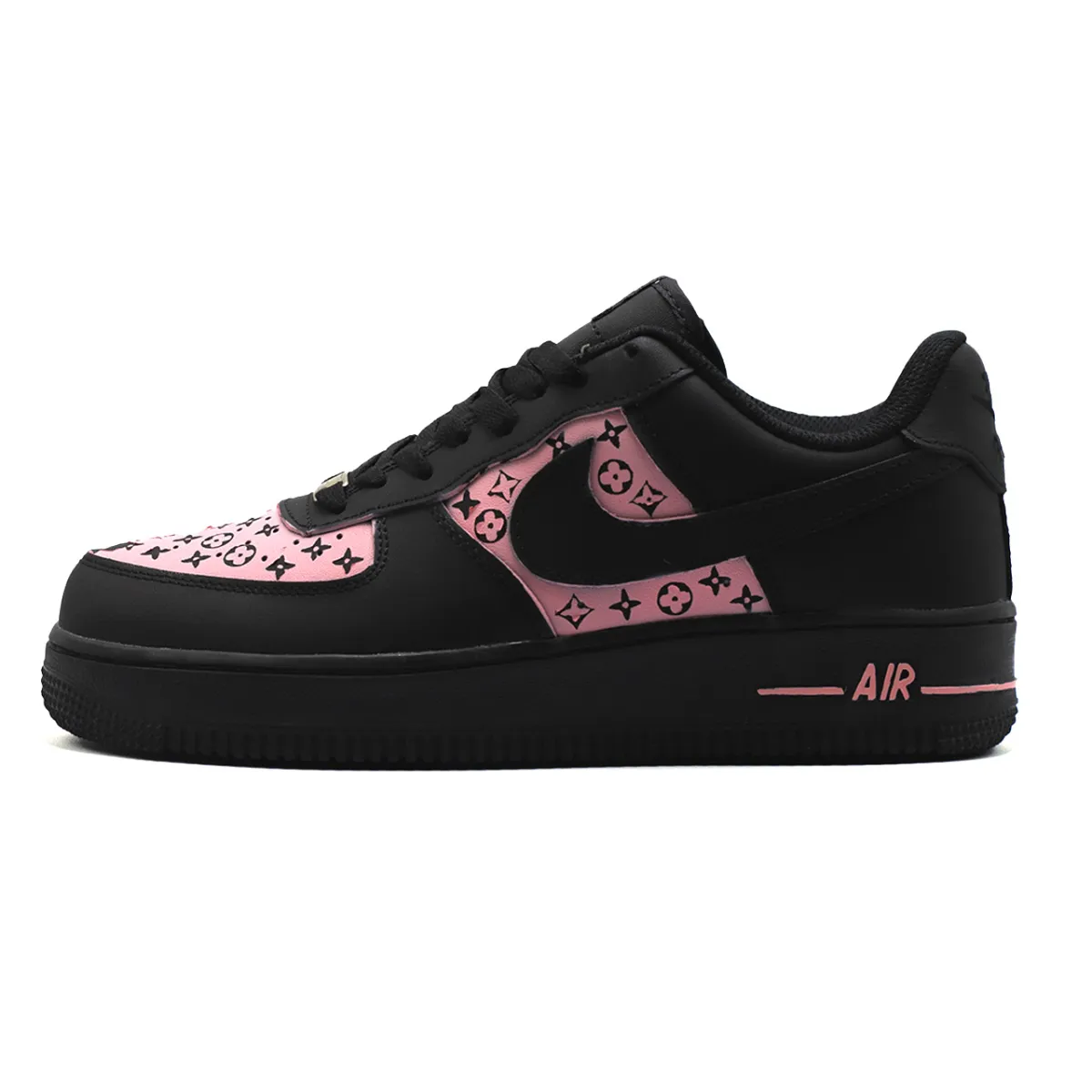 Nike Air Force 1 Abrasion Resistant Low top Skateboard Shoes Women's Black Pink
