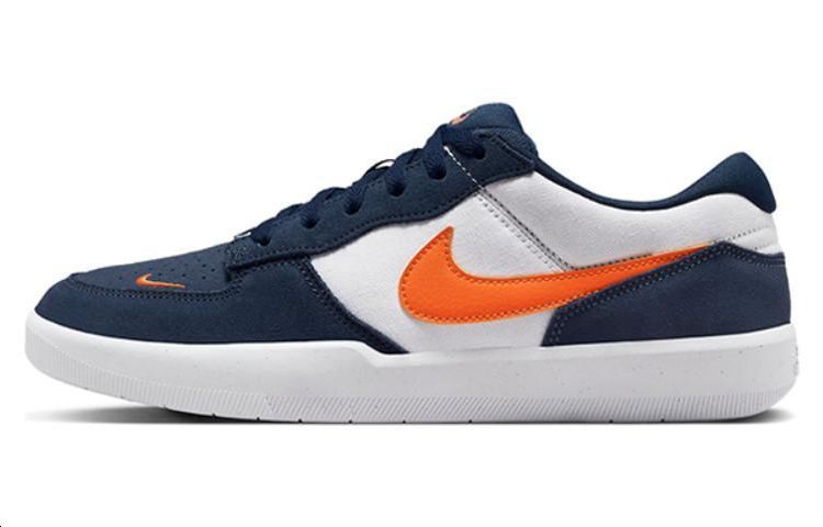 Nike SB FORCE 58 leather 'midnight navy Safety Orange' low -top shoes men and women are the same blue and white