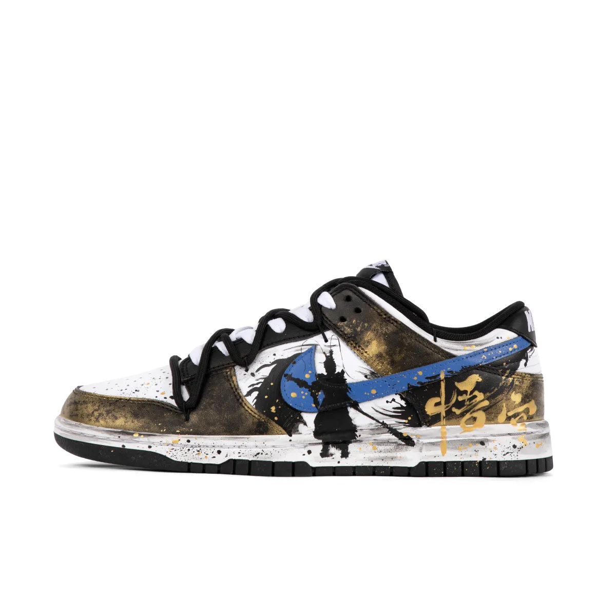 Nike Dunk Slip Resistant Abrasion Resistant Low top Skateboard Shoes Unisex Black Gold