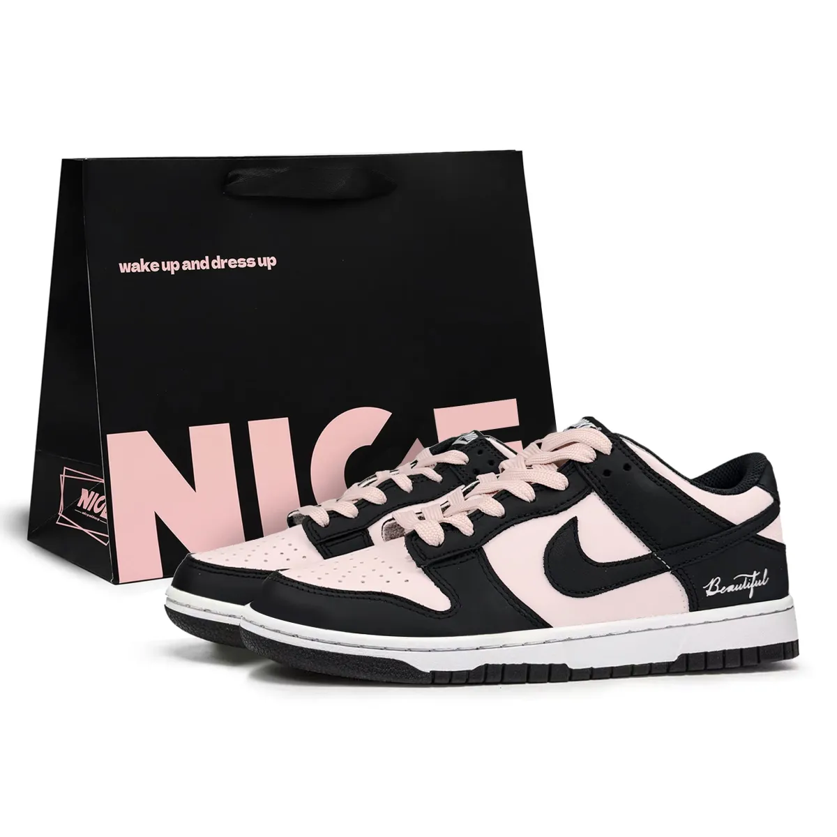 Nike Dunk Cushioning, Wear Resistant Low top Skateboard Shoes Unisex Strawberry Pink