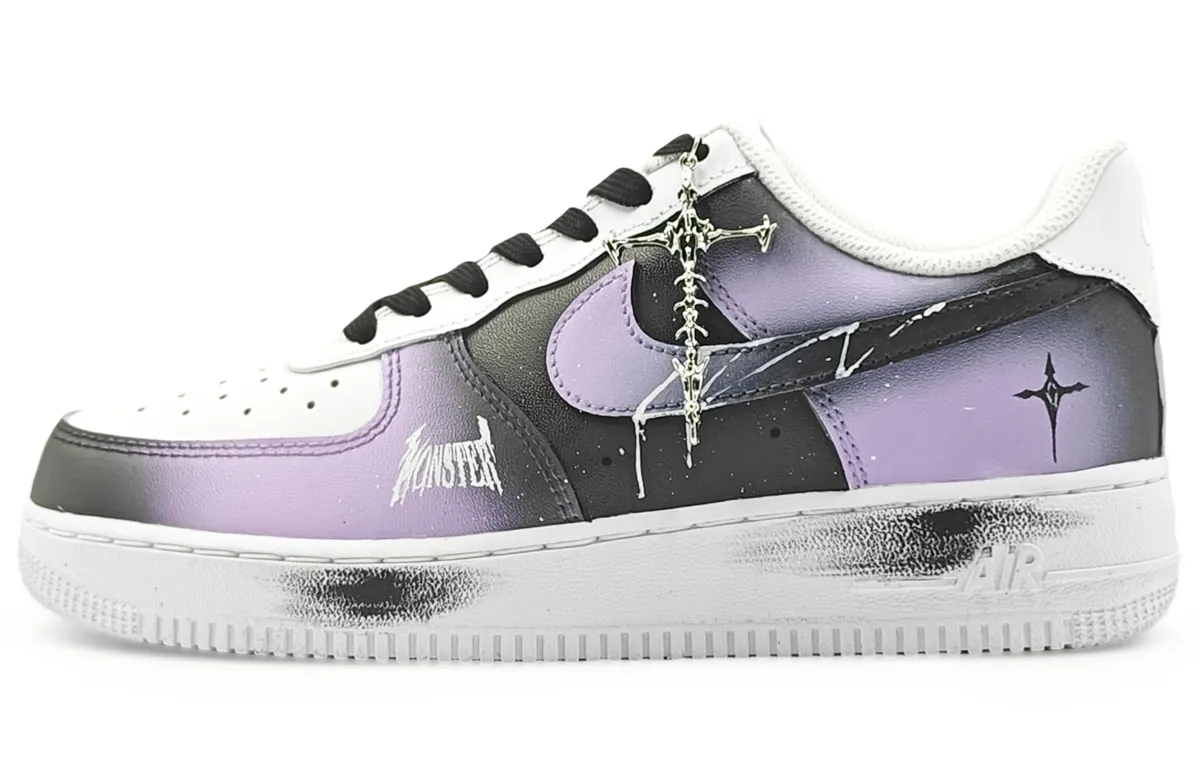 Nike Air Force 1 Abrasion Resistant Low top Skateboard Shoes Unisex Black Purple