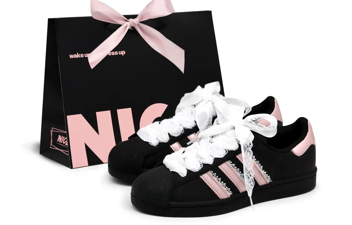 Adidas Originals SUPERSTAR Raven Made, Berlin Girlish, Special Shopping Bag, Lace, Romantic, Fashion Versatile
