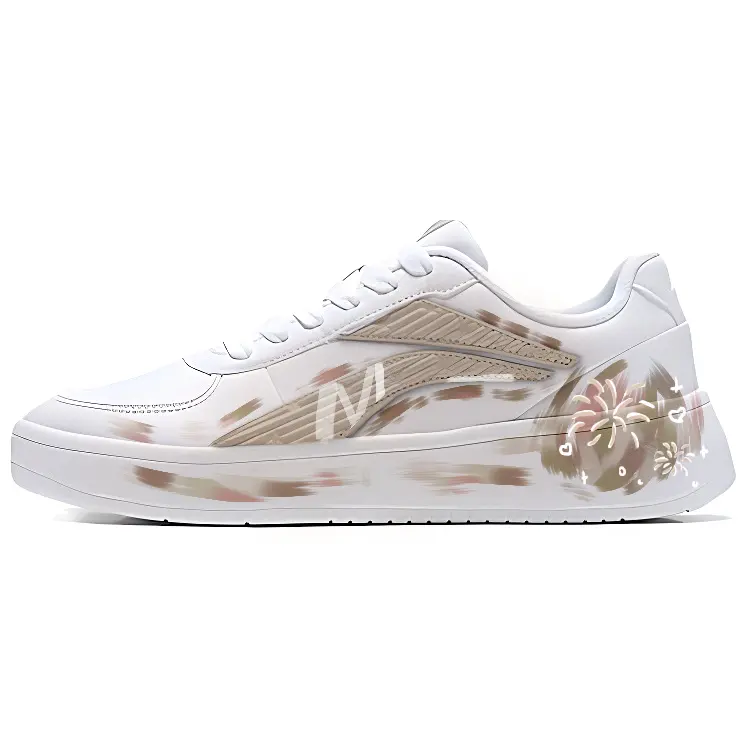 Li Ning Slip Resistant, Abrasion Resistant, Lightweight Low top Skateboard Shoes Unisex White Yellow