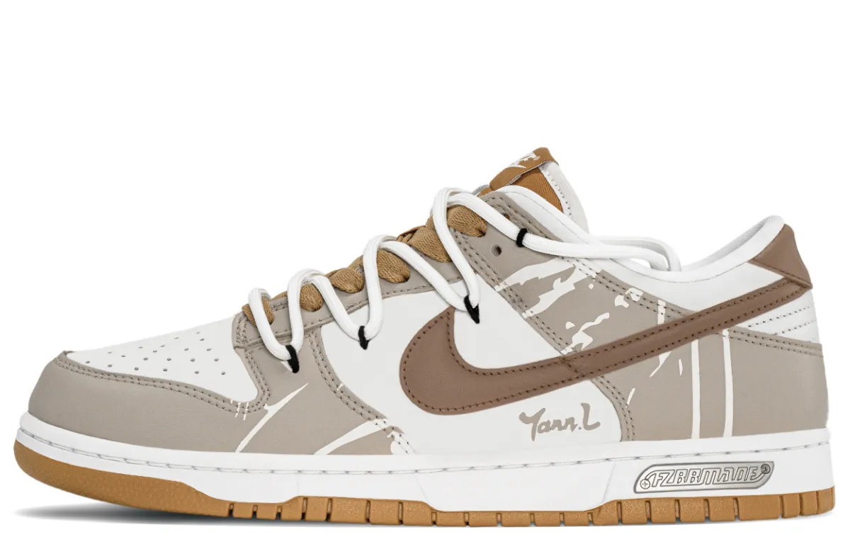 Nike Dunk Slip Resistant Slip Resistant Low top Skateboard Shoes Men's White Brown