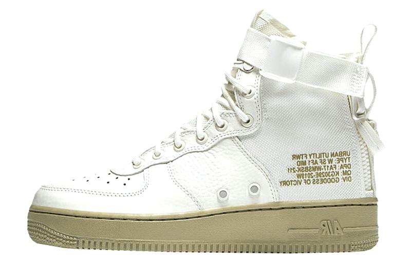 Женские кроссовки Nike Air Force 1 Ivory Olive (бело-коричневые)