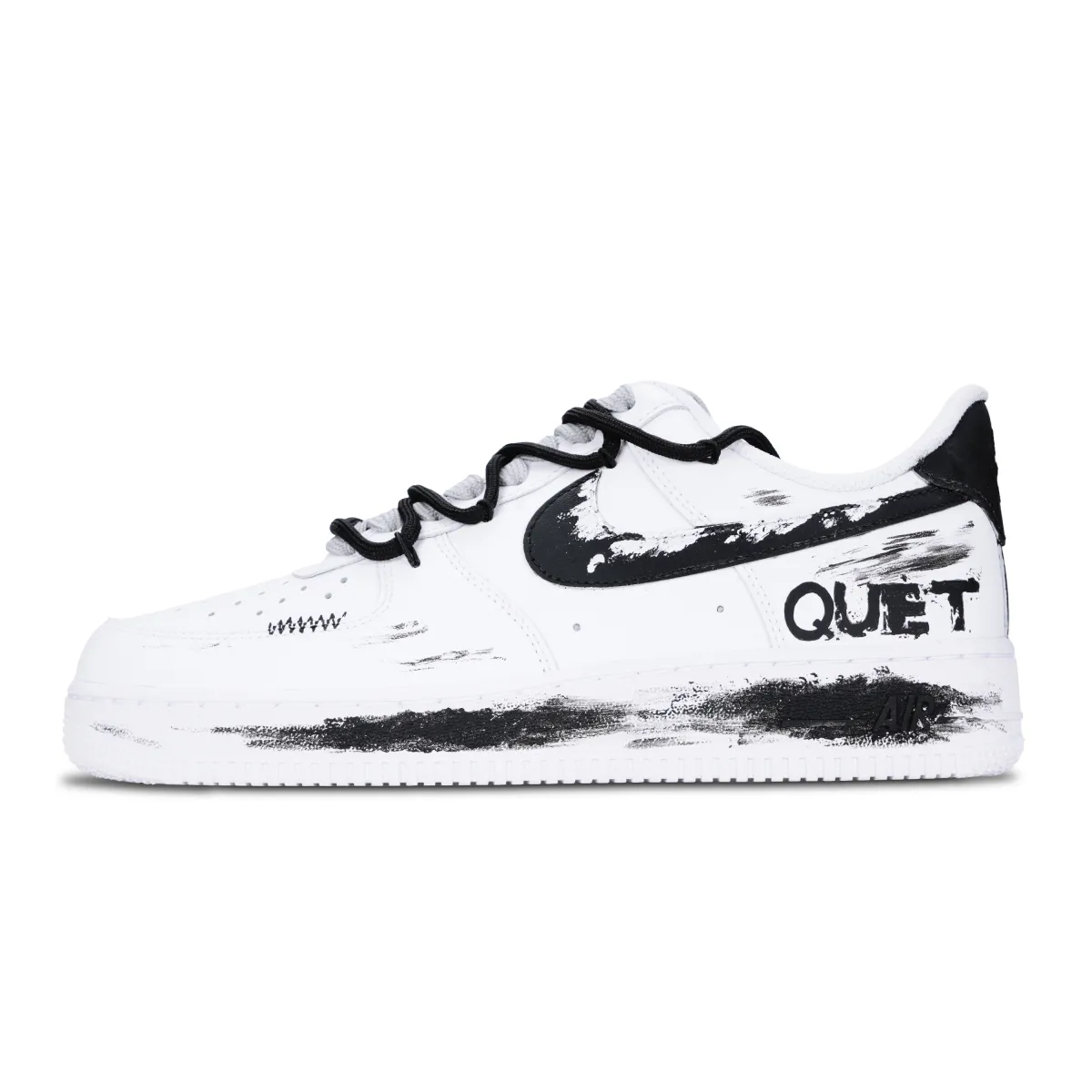 Nike Air Force 1 Black White Polished Abrasion Resistant Low top Skateboard Shoes Men's Black White